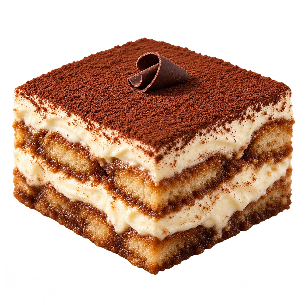 Espresso-soaked sponge. Mascarpone. Cacao.